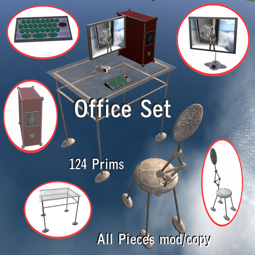 Office Set: PC, Monitor, Keyboard, Table, Chair