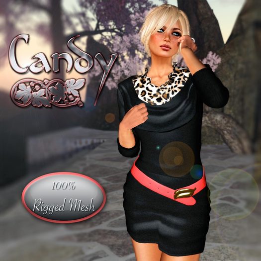 100% MESH RIGGED DRESS Candy Black