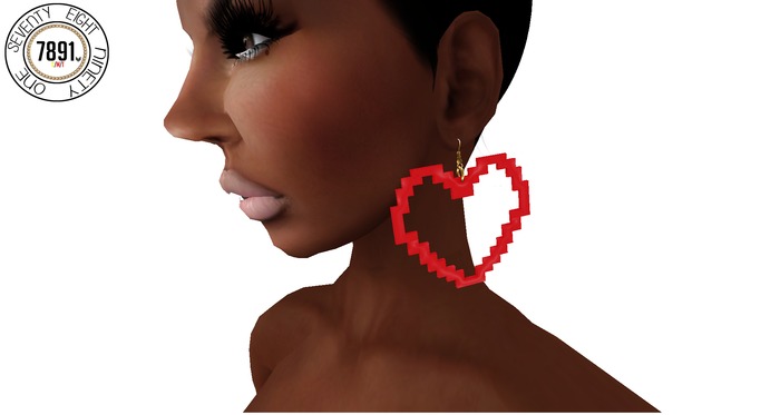 [7891.] Digital Earrings - Red (W\Resize)