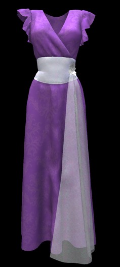 Mesh Gown Dress ~ Purple Damask