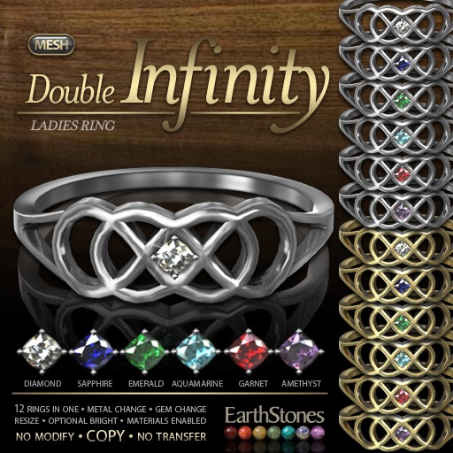 EarthStones Double Infinity Ring - Ladies (Mesh)