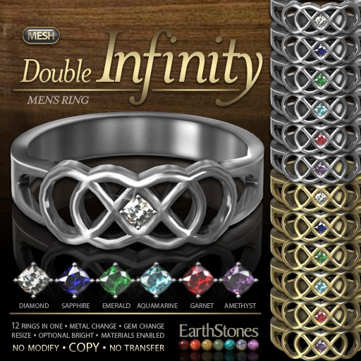 EarthStones Double Infinity Ring - Mens (c)(Wear to Open)