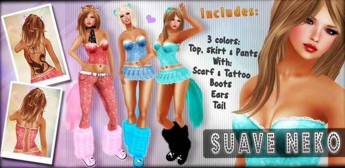 Suave neko, 3 colors -