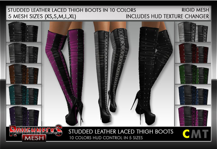 RN Ladies Mesh Leather Laced Thigh Hight Boots DEMO