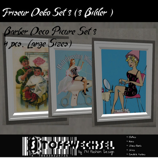 [Stoffwechsel] Friseur Deko Bilder Set 3 (Barber Picture Deco)