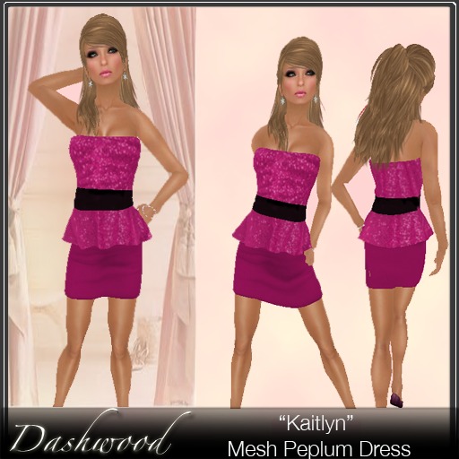 Dashwood - "Kaitlyn" Mesh Peplum Dress (Pink Sequins)- Gift Bag