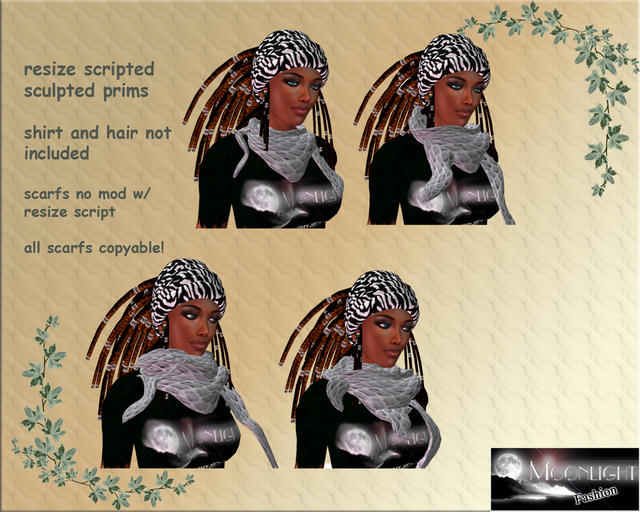 *Moonlight Fashion* silver Scarf/ w. resize script