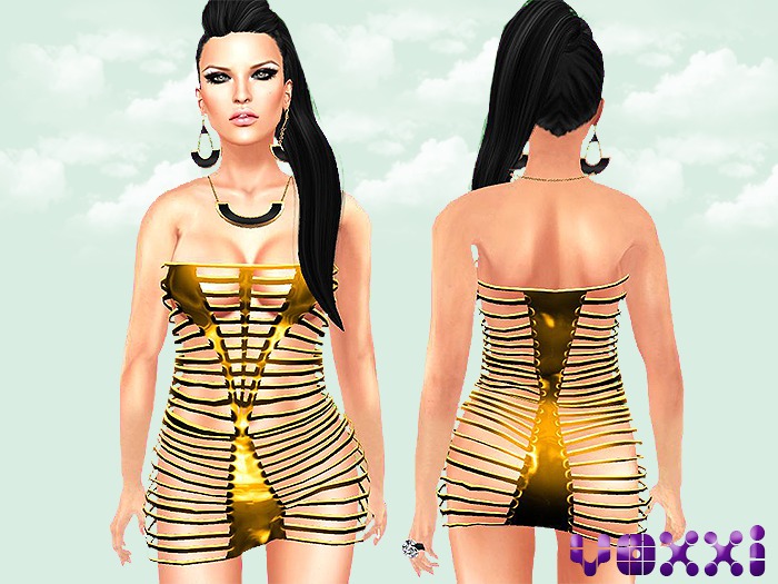 .::voxxi::. [Gina] Ripped Dress Latex Gold