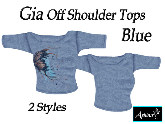 [ASHBURY] Gia Off Shoulder Top-Blue