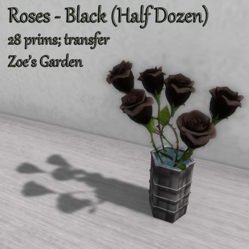 *ZG* Roses - Black (1/2 Dozen)