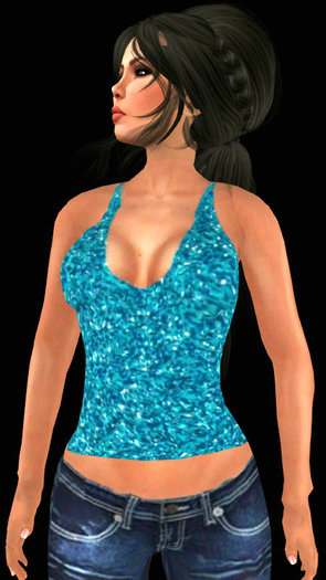 Turquoise Glitter Tank Top