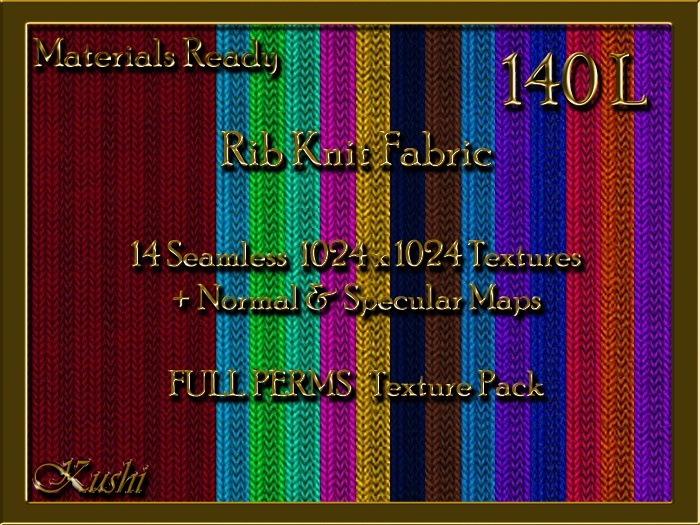 *Kushi* Rib Knit Woollen Seamless Texture Pack Full Perms Materials Ready 1024x1024 Tileable Repeating