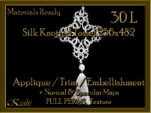 *Kushi* Silk Knotted Tassel 256x482 Applique / Embellishment / Trim with Alpha Full Perms Materials Ready