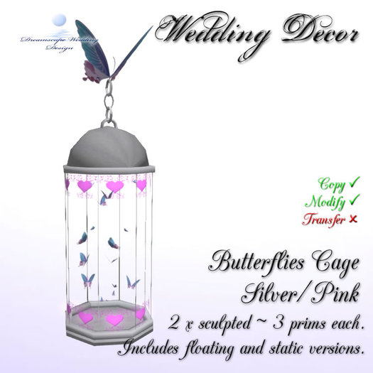 Butterflies Cage - Silver/Pink [Boxed]