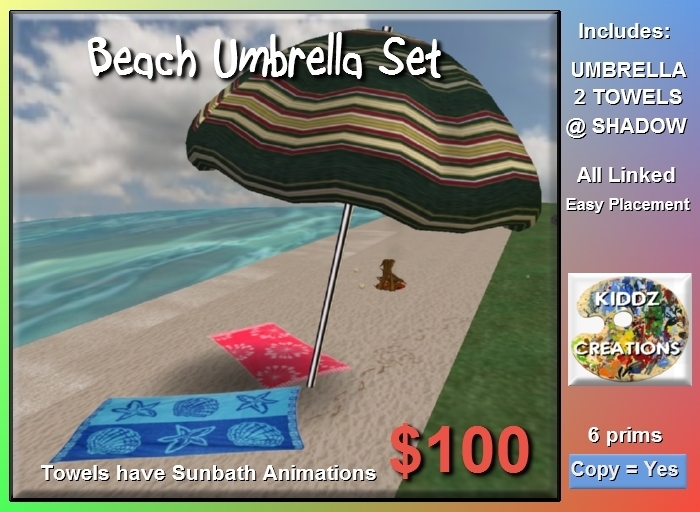 Beach Umbrella Set_Green Stripes