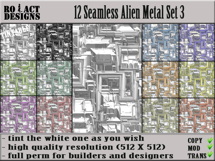 Ro!Act Designs 12 Seamless Alien Metal Set 3