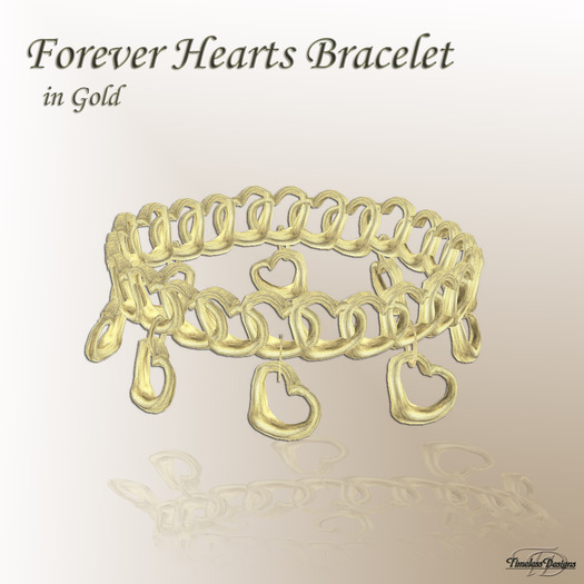 *TD* Forever hearts charm bracelet in GOLD      BX