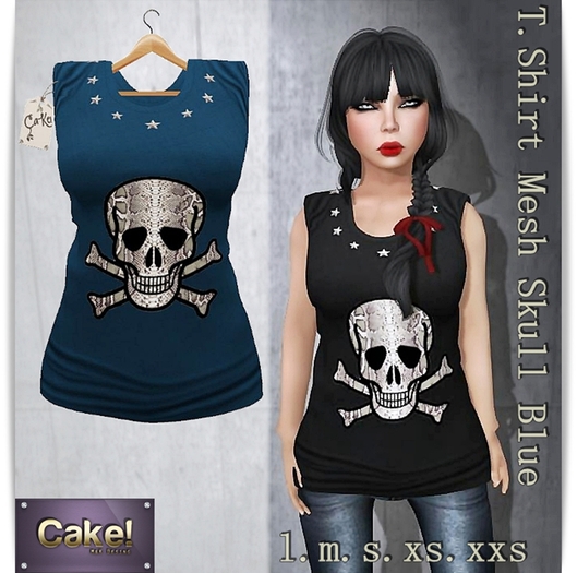 [[>CaKe!<]]T.Shirt Blue Skull-Mesh