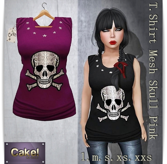 [[>CaKe!<]]T.Shirt Pink Skull-Mesh