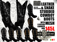 Mesh Head - Ladies Studded Snake Cowboy Boots - Resizer