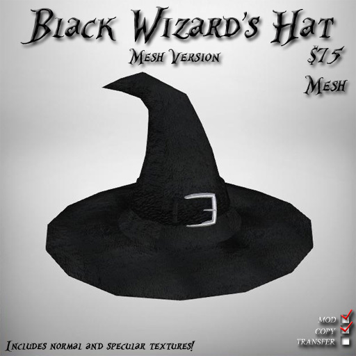 Black Wizard's Hat (Mesh Version)