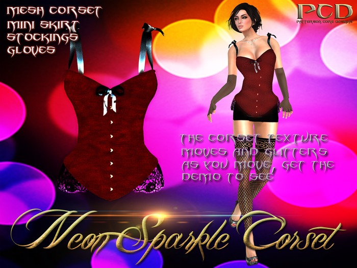 Neon Sparkles Corset  Red