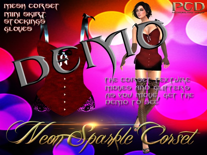 Neon Sparkles Corset  Red Demo