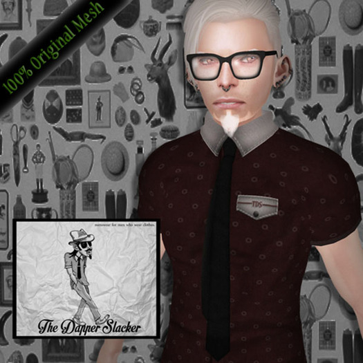 [The Dapper Slacker] Short sleeve shirt/w tie (red)