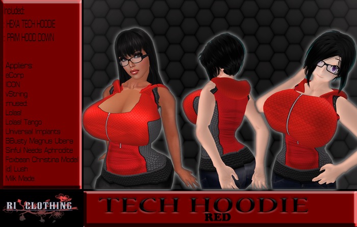 ~RI~-TECH-HOODIE-HEXA RED