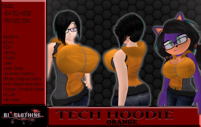 ~RI~-TECH-HOODIE-HEXA ORANGE