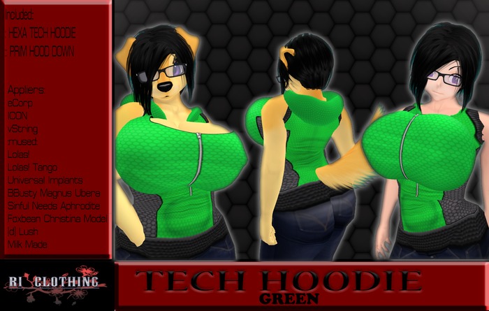 ~RI~-TECH-HOODIE-HEXA GREEN