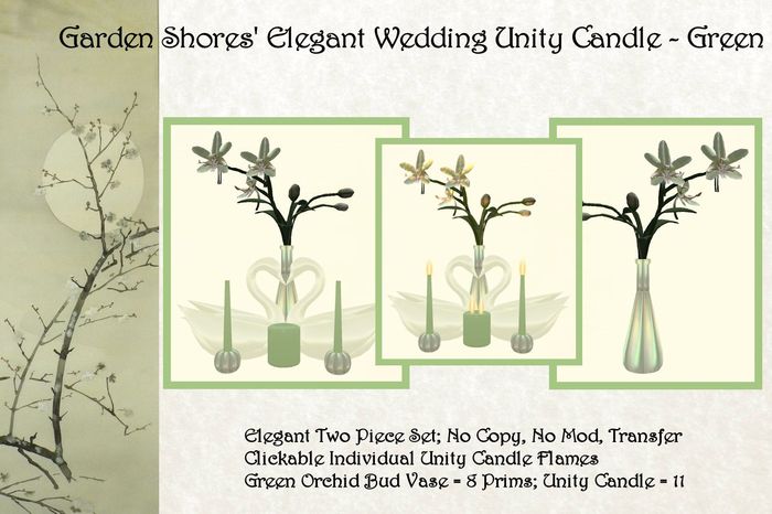 Wedding Unity Candle Set - Green