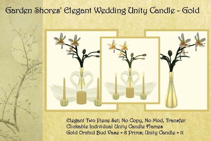 Wedding Unity Candle Set - Gold