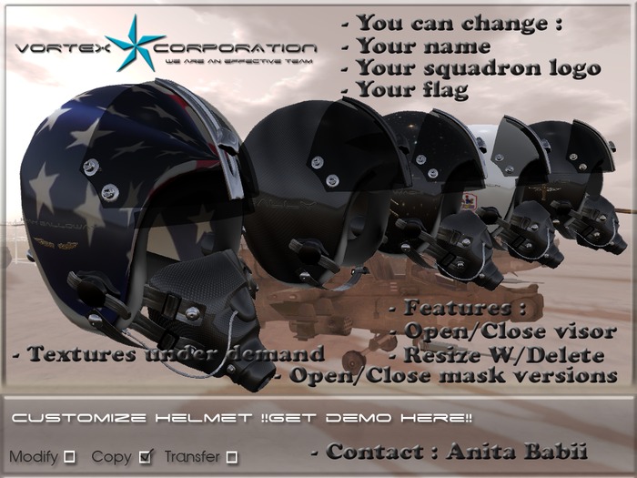 Vortex Pilot helmet - wings DEMO