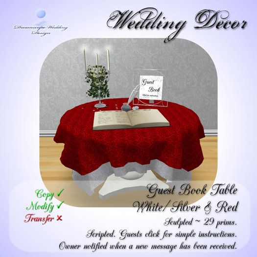 Guest Book Table [White/Silver] [Boxed]
