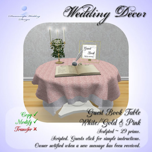 Guest Book Table [White/Silver] [Boxed]