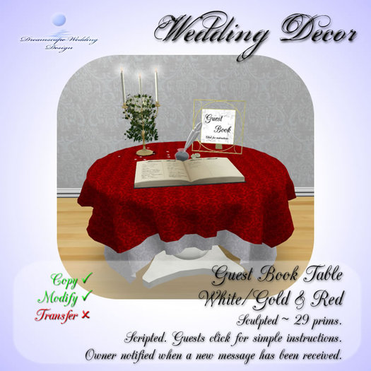 Guest Book Table [White/Silver] [Boxed]
