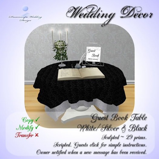 Guest Book Table [White/Silver] [Boxed]
