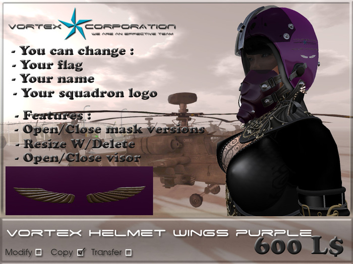 Vortex Pilot helmet - wings DEMO
