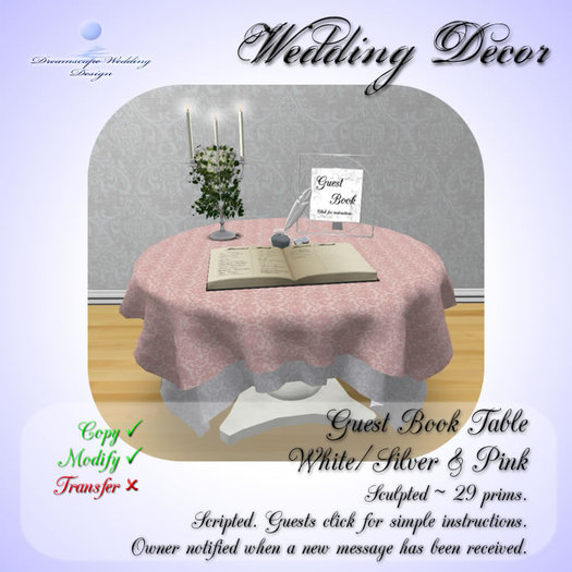 Guest Book Table [White/Silver] [Boxed]