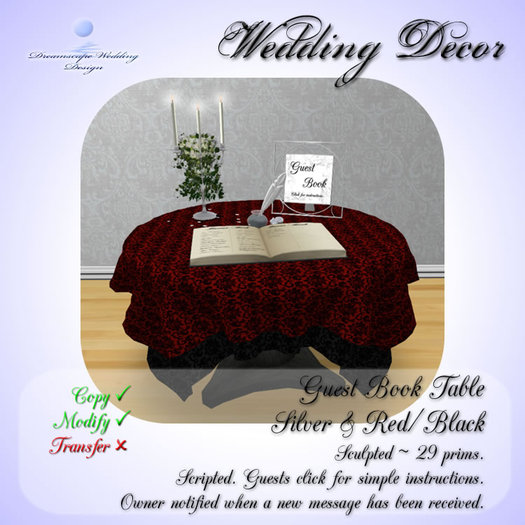 Guest Book Table [Silver & Red/Black] [Boxed]