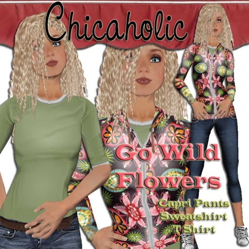 Chicaholic Go Wild Flowers Outfit (Jeans, Sweatshirt, T Shirt)