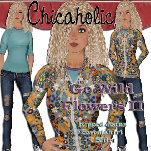 Chicaholic Go Wild Flowers II Jean Outfit (Jeans, Sweatshirt, T