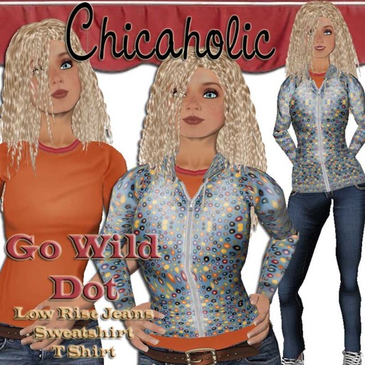 Chicaholic Go Wild Dots Jeans Outfit (Jeans Sweatshirt T shirt)