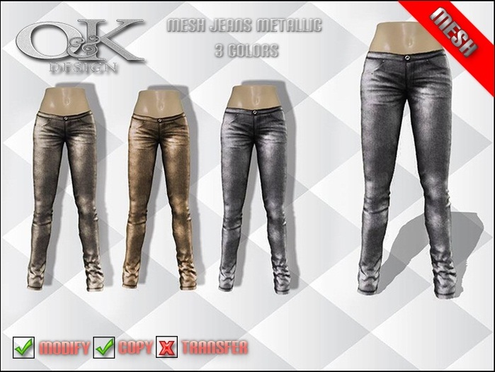 *O&K* Mesh Jeans Metallic 3 Colors **PROMO**
