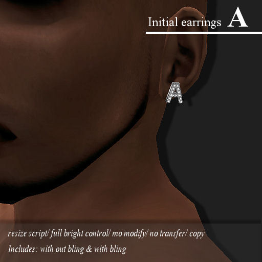 STUD-INITIAL [A] PLATINUM   -RYCA-