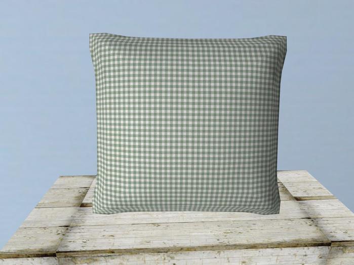 Second Life Marketplace Shabby green checked pillow