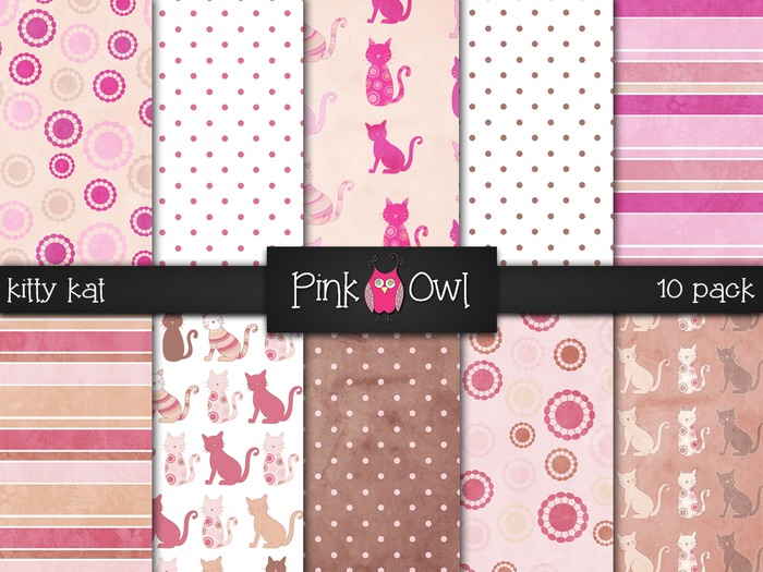 ::Pink Owl:: Kitty Kat Textures  [10 Pack]