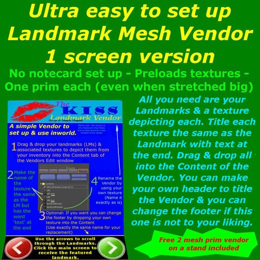KISS Mesh Vendor (1 & 5 screen; LI = 1; Preload textures)
