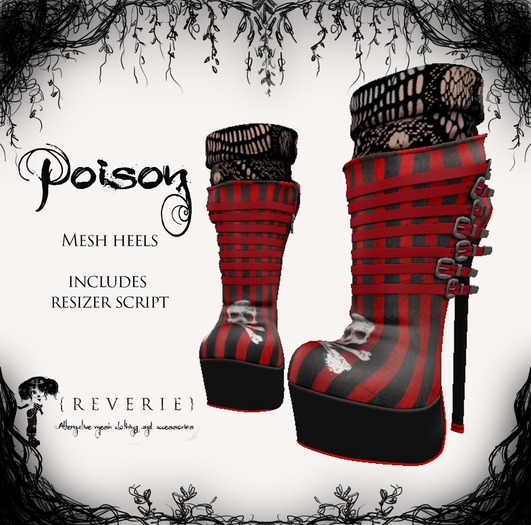 {REVERIE} Mesh Heels - Poison